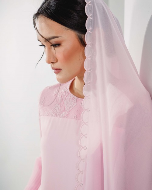 CHIFFON SULAM VEIL IN THISTLE PINK